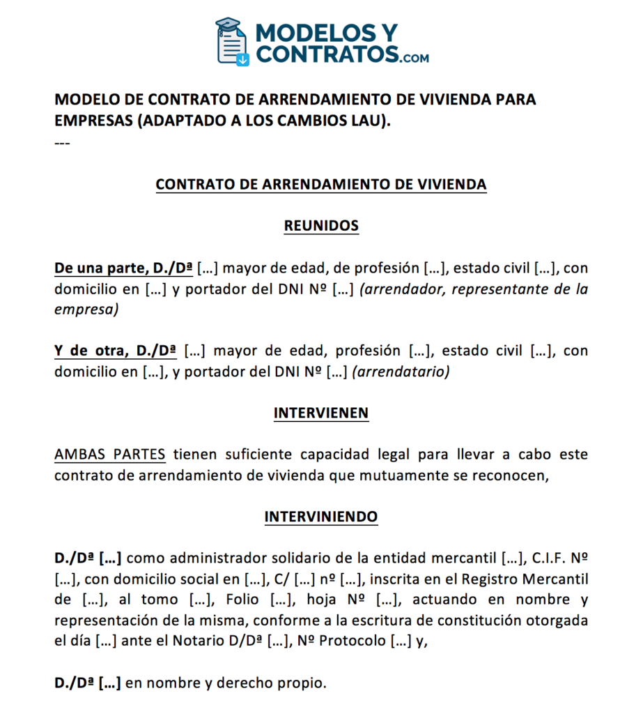 modelo de arrendamiento a temporal para vivienda